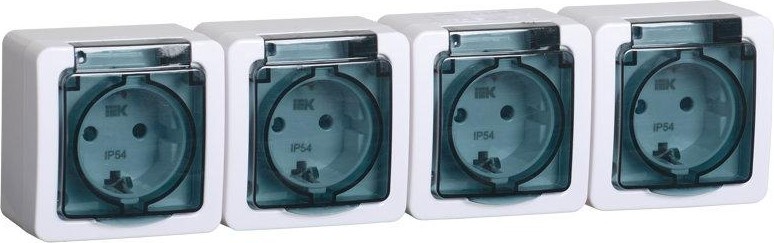 Розетка 4-местная IEK ГЕРМЕС РСб24-3-ГПБд IP54  с заземлением ERMP42-K03-16-54-EC