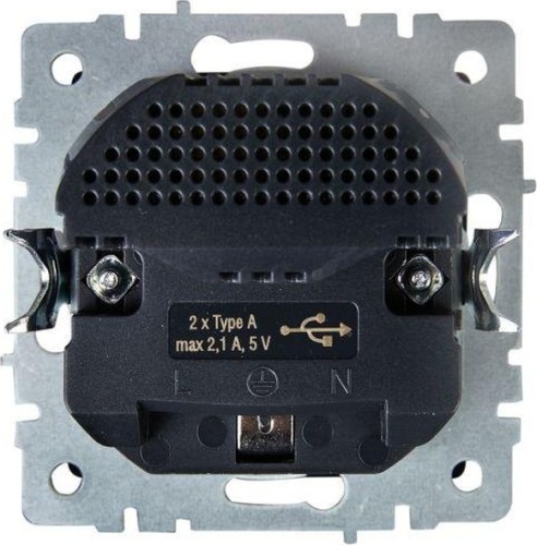 Розетка IEK BRITE РЮш10-1-БрЧ 16А с USB A+A 2.1A с заземл. защ. штор BR-R14-16-U21-D21-K02 - изображение 4