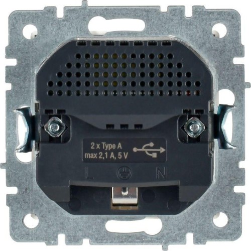 Розетка IEK BRITE РЮш10-1-БрБ 16А с USB A+A 2.1A с заземл. защ. штор BR-R14-16-U21-D21-K01 - изображение 3