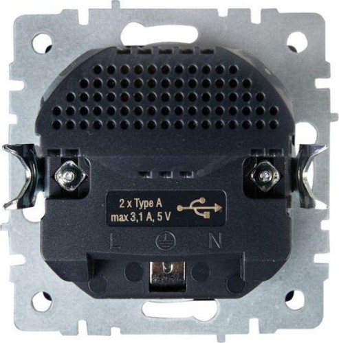 Розетка IEK BRITE РЮш10-2-БрЧ 16А с USB A+A 3.1A с заземл. защ. штор BR-R14-16-U21-D31-K02 - изображение 5