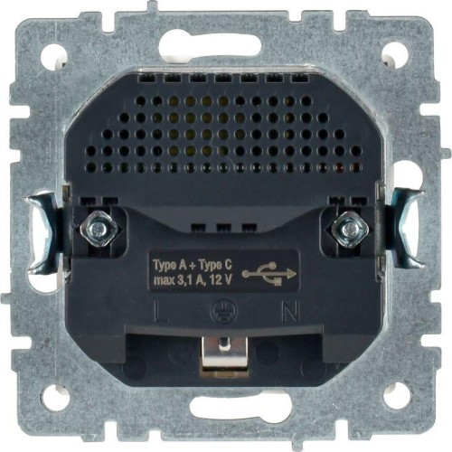 Розетка IEK BRITE РЮш11-1-БрБ 16А с USB A+C 18Вт с заземл. защ. штор BR-R14-16-U22-018-K01 - изображение 3