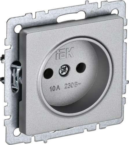 Розетка IEK BRITE РС10-1-0 10а без защ. шторок алюм. BR-R10-10-K47