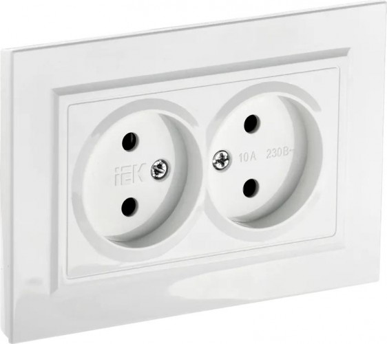 Розетка IEK BRITE РС12-2 10а 2-м без защ. шторок BR-R20-10-K01-F