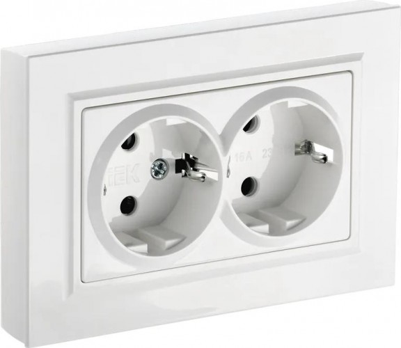 Розетка IEK BRITE РС12-3 16а 2-м без защ. шторок BR-R21-16-K01-F