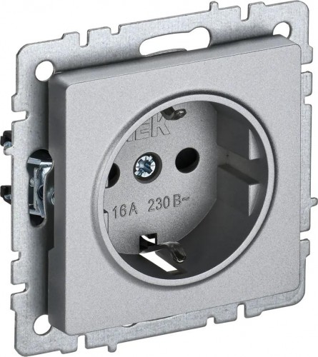 Розетка IEK BRITE РС14-1-0 16а защ. шторки алюм. BR-R14-16-K47