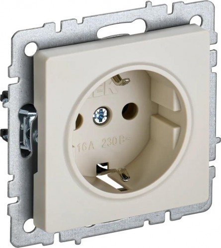Розетка IEK BRITE РС14-1-0 16а защ. шторки беж. BR-R14-16-K10
