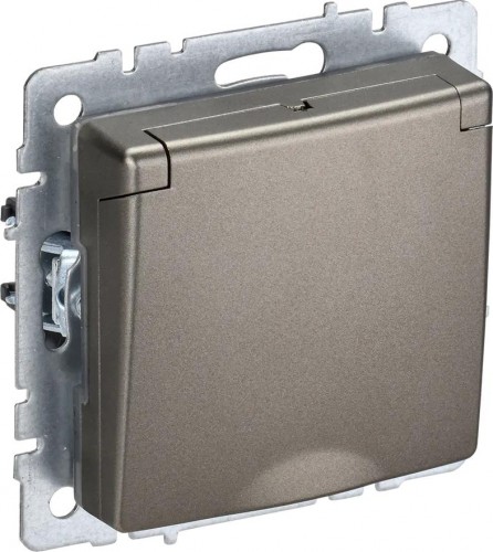 Розетка IEK BRITE РСбш10-3 16а защ. шторки с крышкой шампань BR-R16-16-K37