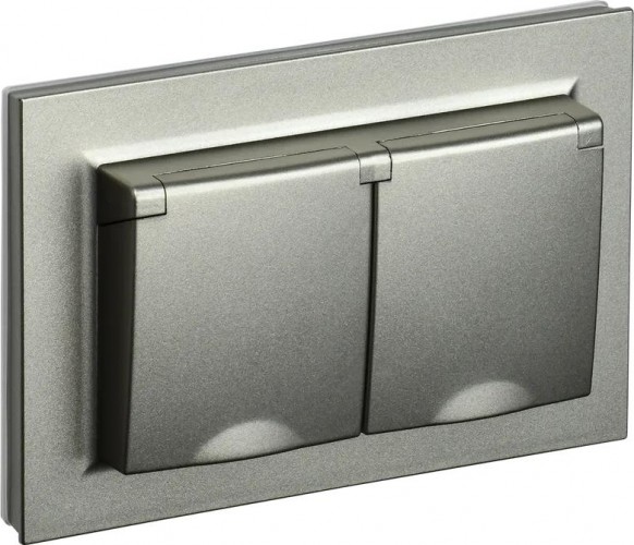 Розетка IEK BRITE РСбш12-3-44 16а 2-м ip44 с крышкой шампань BR-R26-16-44-K37-F