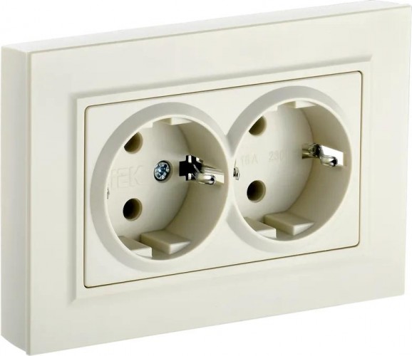 Розетка IEK BRITE РСш12-3 16а 2-м защ. шторки беж. BR-R24-16-K10-F