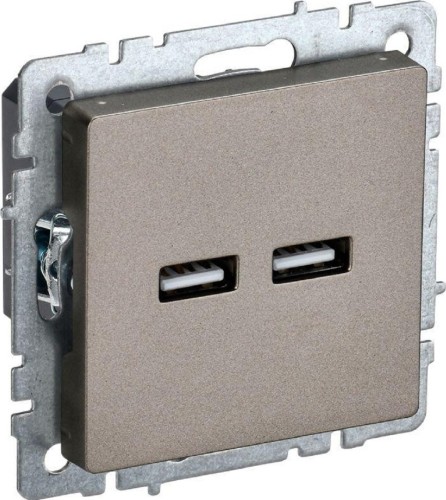 Розетка IEK BRITE USB A+A 3,1А РЮ10-1-БрШ шампань BR-U21-D31-K37