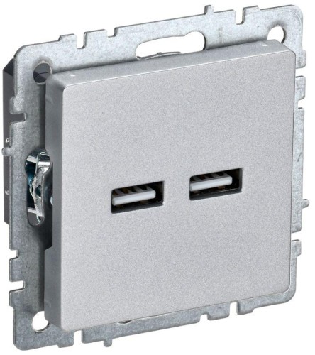 Розетка IEK BRITE USB A+A 3,1А РЮ10-1-БрА алюм BR-U21-D31-K47