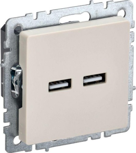 Розетка IEK BRITE USB A+A 3,1А РЮ10-1-БрКр беж BR-U21-D31-K10