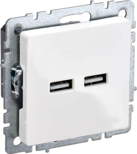 Розетка IEK BRITE USB A+A 3,1А РЮ10-1-БрБ бел BR-U21-D31-K01