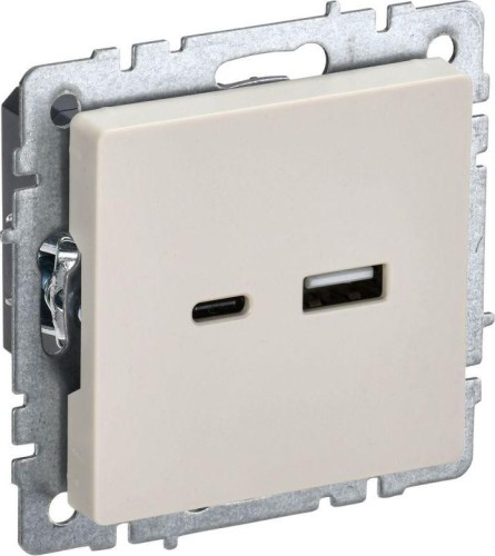 Розетка IEK BRITE USB A+C 18Bт РЮ11-1-БрКр беж BR-U22-018-K10
