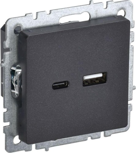 Розетка IEK BRITE USB A+C 18Bт РЮ11-1-БрЧ чер BR-U22-018-K02