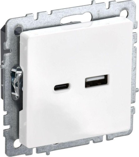 Розетка IEK BRITE USB A+C 18Bт РЮ11-1-Брб бел BR-U22-018-K01