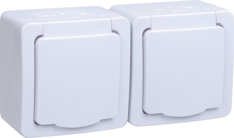 Розетка IEK Гермес Plus РСб22-3 2-м оп 16а ip54 с заземл. с крышкой ERMP22-K01-16-54-EC