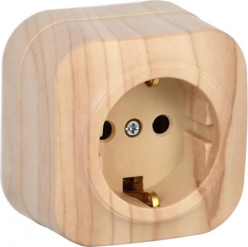 Розетка IEK Glory РС20-3 1-м оп 16а с заземл. сосна ERH11-K34-16