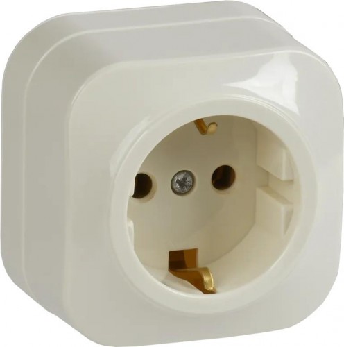 Розетка IEK Glory РС20-3 1-м оп 16а с заземл. крем. ERH11-K33-16