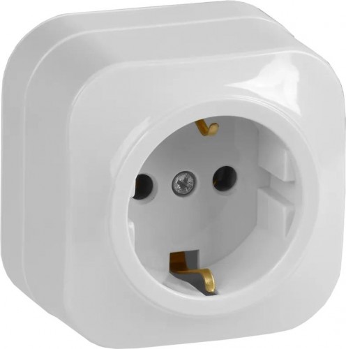 Розетка IEK Glory РС20-3 1-м оп 16а с заземл. бел. ERH11-K01-16