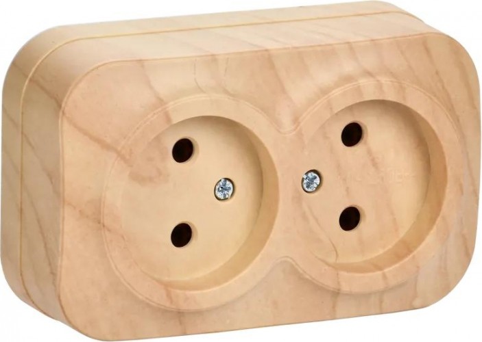 Розетка IEK Glory РС22-2 2-м оп 10а без заземл. сосна ERH20-K34-10