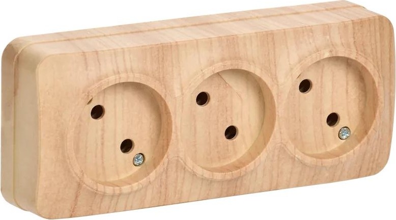 Розетка IEK Glory РС23-2 3-м оп 10а без заземл. сосна ERH30-K34-10