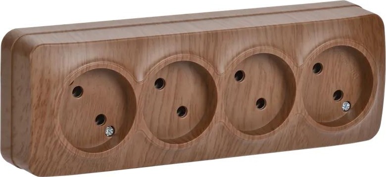 Розетка IEK Glory РС24-2 4-м оп 10а без заземл. дуб ERH40-K24-10