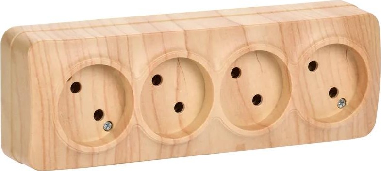 Розетка IEK Glory РС24-2 4-м оп 10а без заземл. сосна ERH40-K34-10