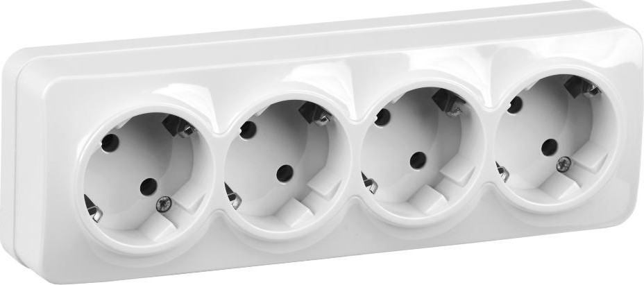 Розетка IEK Glory РС24-3 4-м оп 16а с заземл. бел. ERH41-K01-16