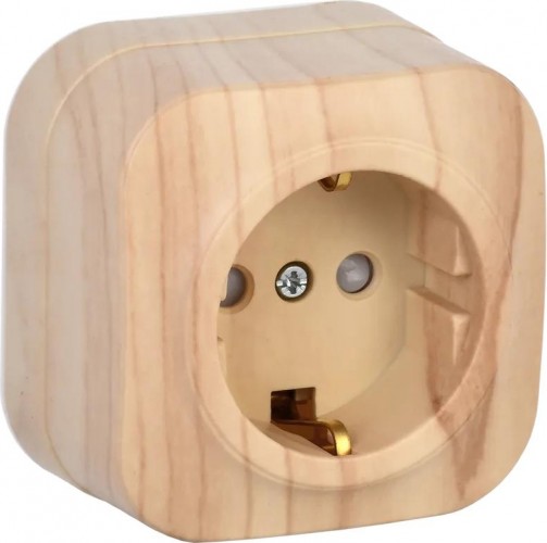 Розетка IEK Glory Рсш20-3 1-м оп 16а с заземл. защ. шторки сосна ERH14-K34-16