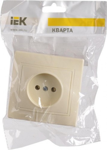 Розетка IEK Кварта 1-м сп 10а ip20 без заземл. крем. ERK13-K33-10-DM - изображение 2