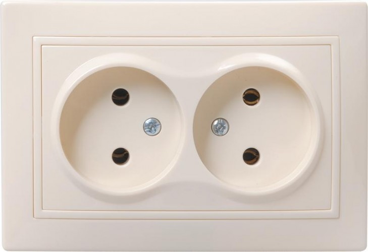 Розетка IEK Кварта 2-м сп 10а ip20 без заземл. крем. ERK23-K33-10-DM