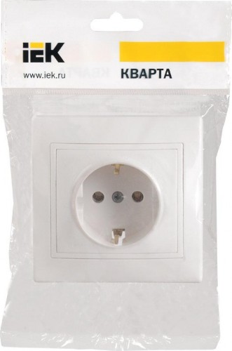 Розетка IEK Кварта РС10-3 1-м сп 16а ip20 с заземл. бел. ERK14-K01-16-DM - изображение 2