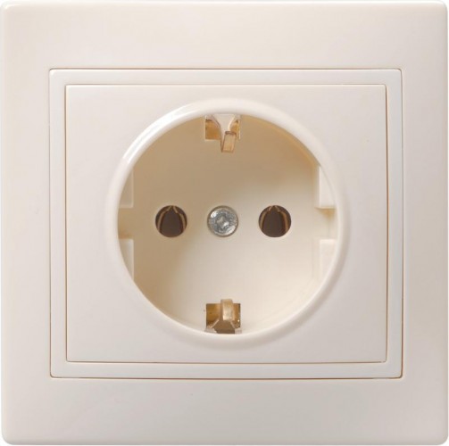Розетка IEK Кварта РС10-3 1-м сп 16а ip20 с заземл. крем. ERK14-K33-16-DM