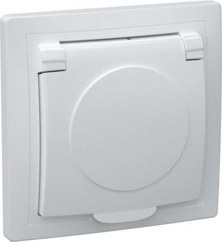 Розетка IEK Кварта РСб10-3 1-м сп 16а ip20 с заземл. с крышкой бел. ERK15-K01-16-DM
