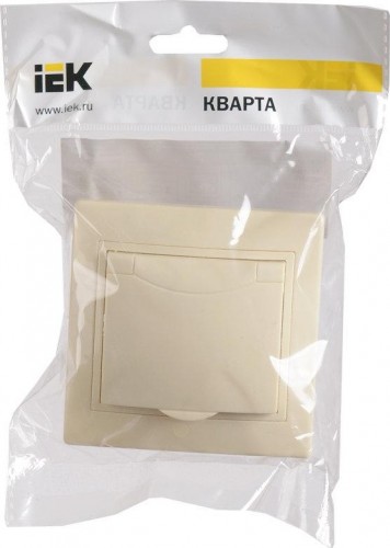 Розетка IEK Кварта РСб10-3 1-м сп 16а ip20 с заземл. с крышкой крем. ERK15-K33-16-DM - изображение 2