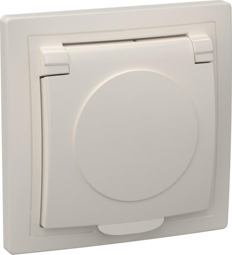 Розетка IEK Кварта РСб10-3 1-м сп 16а ip20 с заземл. с крышкой крем. ERK15-K33-16-DM