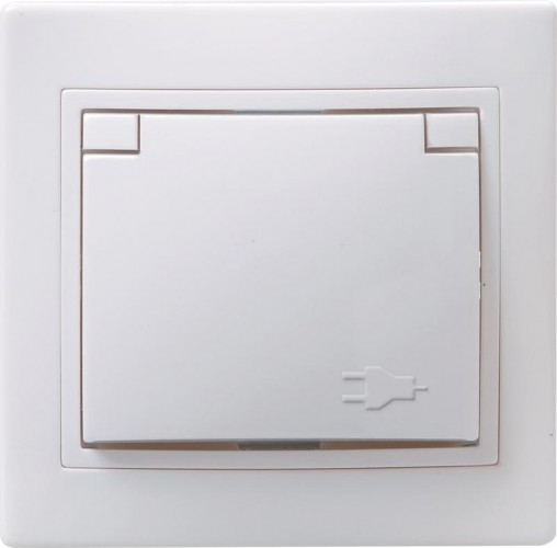 Розетка IEK Кварта РСбш10-3 1-м сп 16а ip20 с заземл. защ. шторки с крышкой ERK12-K01-16-DM