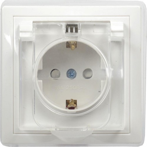 Розетка IEK Кварта Рсбш10-3 сп 16а ip44 с заземл., шторки с крышкой ERK70-K01-10-DM-44
