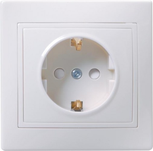 Розетка IEK Кварта РСш10-3 1-м сп 16а ip20 с заземл. защ. шторки бел. ERK11-K01-16-DM