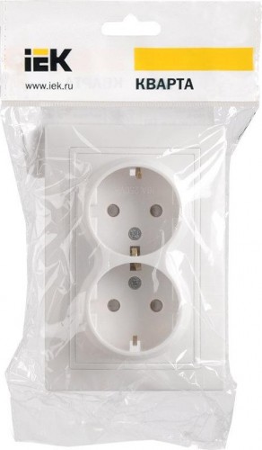 Розетка IEK Кварта Рсш12-3 2-м сп 16а ip20 с заземл. защ. шторки бел. ERK21-K01-16-DM - изображение 2