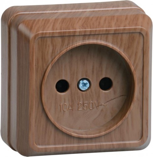 Розетка IEK Октава 10А 1-м оп ip20 без заземл. дуб ERO10-K04-10-DC