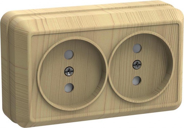 Розетка IEK Октава 10А 2-м оп ip20 без заземл. сосна ERO20-K03-10-DC