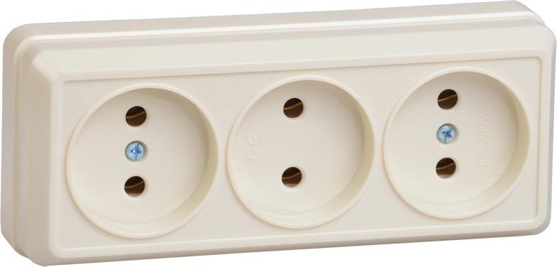 Розетка IEK Октава 10А 3-м оп ip20 без заземл. крем. ERO30-K33-10-DC