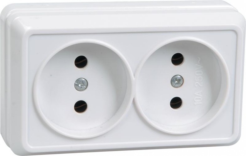 Розетка IEK Октава 2-м оп 10а ip20 без заземл. ERO20-K01-10-DC