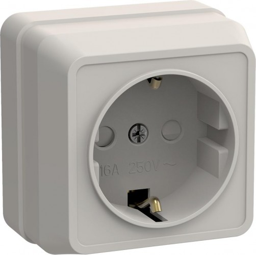 Розетка IEK Октава РСш20-3 1-м оп 16а ip20 с заземл. защ. шторки крем. ERO14-K33-16-DC