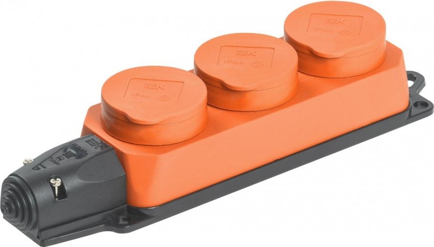 Розетка IEK ОМЕГА РБ33-1-0м 3-м ip44 каучук оранж. PKR61-016-2-K09