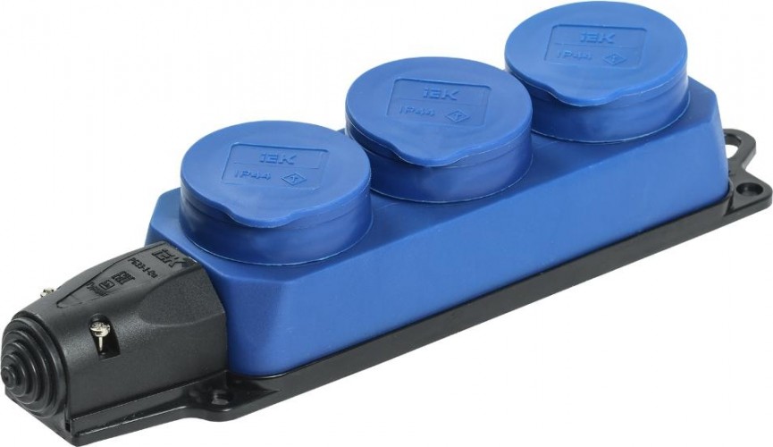 Розетка IEK ОМЕГА РБ33-1-0м 3-м ip44 каучук син. PKR61-016-2-K07