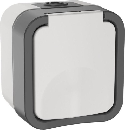 Розетка IEK TORS 1-м ОП 16А IP55 TS220 с заземл. с крышкой бел.  TS-R16-16-55-K41