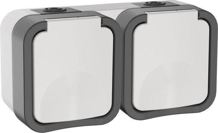 Розетка IEK TORS 2-м ОП 16А IP55 TS222 горизонт. с заземл. с крышко TS-R26-16-55-G-K41